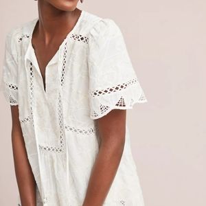 White embroidery shirt with tank underneath